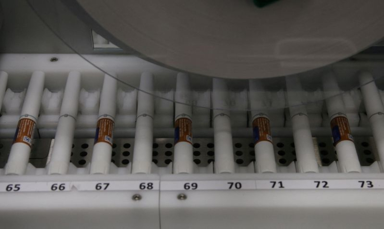 Les stylos Wegovy sur une ligne d'emballage dans l'usine de Novo Nordisk à Hillerod