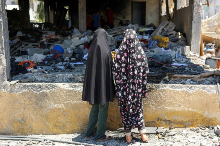 Destructions à l'école Mustafa Hafez à Gaza-ville, après une frappe israélienne le 3 juillet 2025 ( AFP / Omar AL-QATTAA )