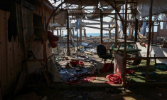 Photo montrant les dégâts au café Al-Baqa, dévasté par une frappe israélienne sur le front de mer à Gaza-ville le 30 juin 2025 ( AFP / Omar AL-QATTAA )
