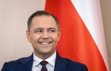 Le président-élu de la Pologne, Karol Nawrocki, le 3 juin 2025 au palais présidentiel de Varsovie ( AFP / Wojtek RADWANSKI )