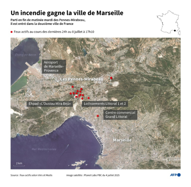 Un incendie gagne la ville de Marseille ( AFP / Nalini LEPETIT-CHELLA )