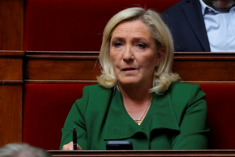 La cheffe de file des députés RN Marine Le Pen à l'Assemblée nationale le 8 avril 2025 ( AFP / Thomas SAMSON )