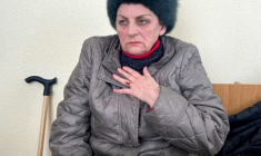 Photo diffusée le 3 juillet 2025 par une source connue de l'AFP  montrant Evguénia Maïboroda dans le box des accusés, lors de sa condamnation au tribunal municipal de Chakhty, dans l'Oblast de Rostov, le 29 janvier 2024 en Russi ( HANDOUT / HANDOUT )
