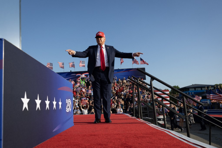 Donald Trump à Des Moines, aux Etats-Unis, le 3 juillet 2025. ( GETTY IMAGES NORTH AMERICA / SCOTT OLSON )