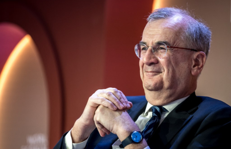 François Villeroy de Galhau à Davos, en Suisse, le 22 janvier 2025. ( AFP / FABRICE COFFRINI )