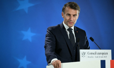 Emmanuel Macron à Bruxelles, en Belgique, le 26 juin 2025. ( AFP / NICOLAS TUCAT )