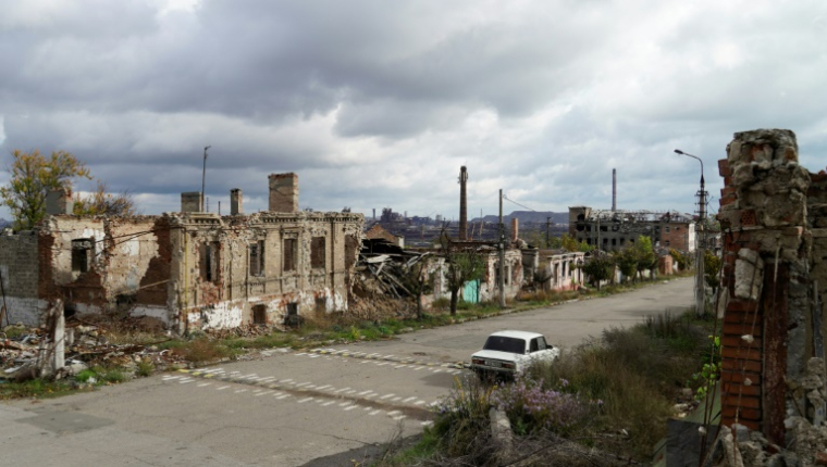 La ville de Marioupol, ravagée par les bombardements russes, dans le sud-est de l'Ukrain, Le 28 octobre 2022 ( AFP / STRINGER )