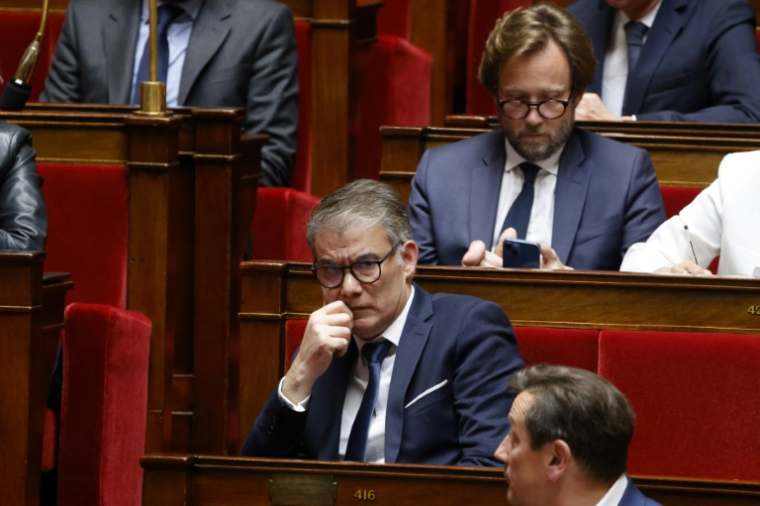 Le patron du PS Olivier Faure, le 29 avril 2025 à l'Assemblée ( AFP / Ludovic MARIN )
