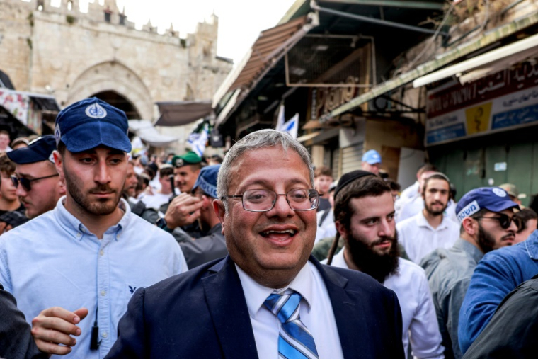 Le ministre israélien Itamar Ben Gvir, le 26 mai 2025 à Jérusalem  ( AFP / Menahem Kahana )