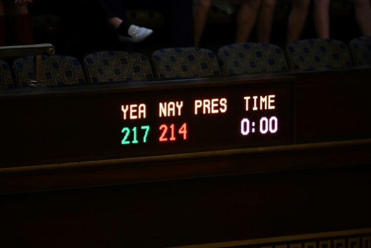 Le tableau d'affichage du vote à la Chambre des représentants jeudi 3 juillet 2025 à Washington ( AFP / Alex WROBLEWSKI )