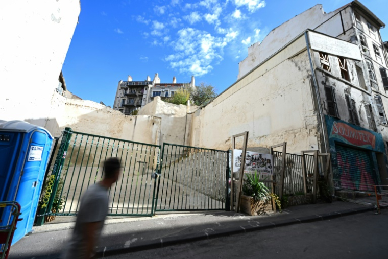 Photo prise le 17 octobre 2024 du lieu des effondrements de 2018 rue d'Aubagne, à Marseile ( AFP / MIGUEL MEDINA )