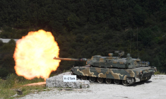 Un char K2 en démonstration, en Corée du sud, le 11 septembre 2018 ( AFP / JUNG YEON-JE )